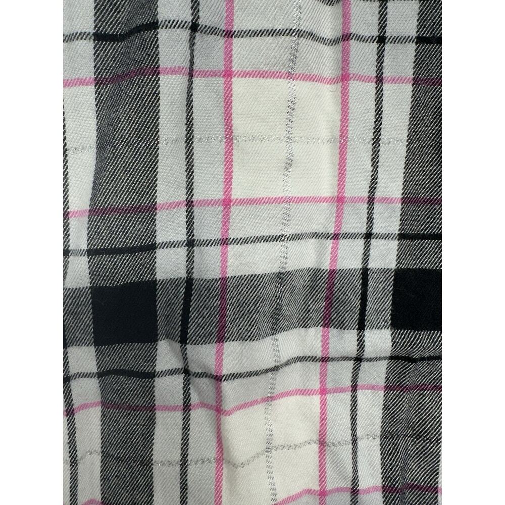 Victoria’s Secret Pajama Set Size Medium Black Pink White Plaid Flannel - Picture 9 of 10